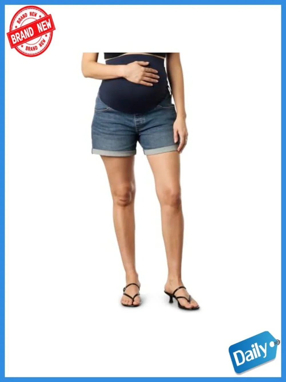 Maternity Comfort-Stay Jean Shorts with SoftStay Belly Band